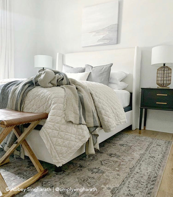 Neutral Bedroom Inspiration with a coastal modern feel - Block Island Summers Painting