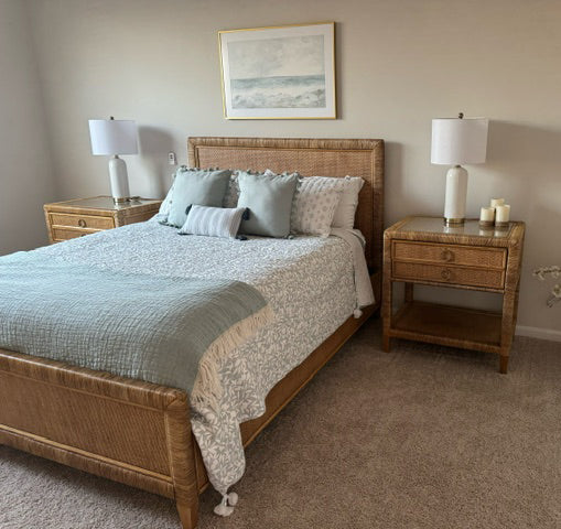 Coastal Bedroom Design / Serena & Lily Bedroom Inspiration / Coastal Art Above Bed