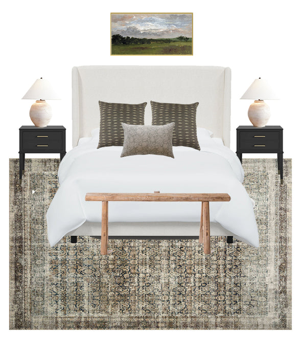 Neutral Bedroom Inspiration / Moody Bedroom Design / Landscape Art
