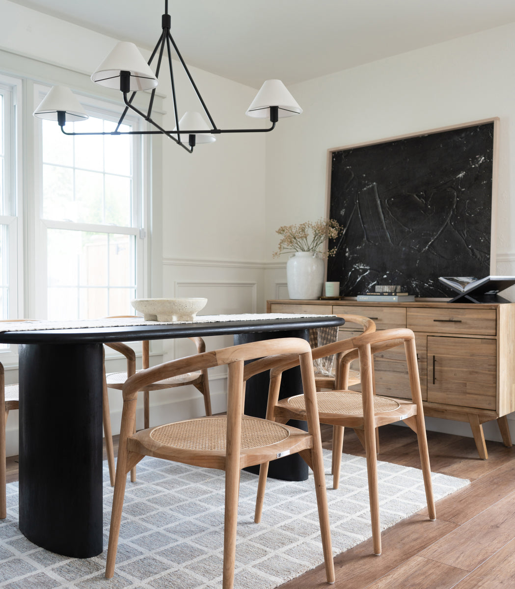 Black Abstract Art, Dining Room Inspiration, Neutral Dining Room, Bold ...
