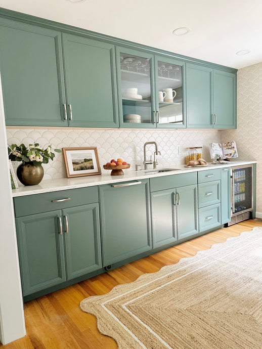 Scullery Design Inspiration / Butler's Pantry Styling Ideas with green cabinets
