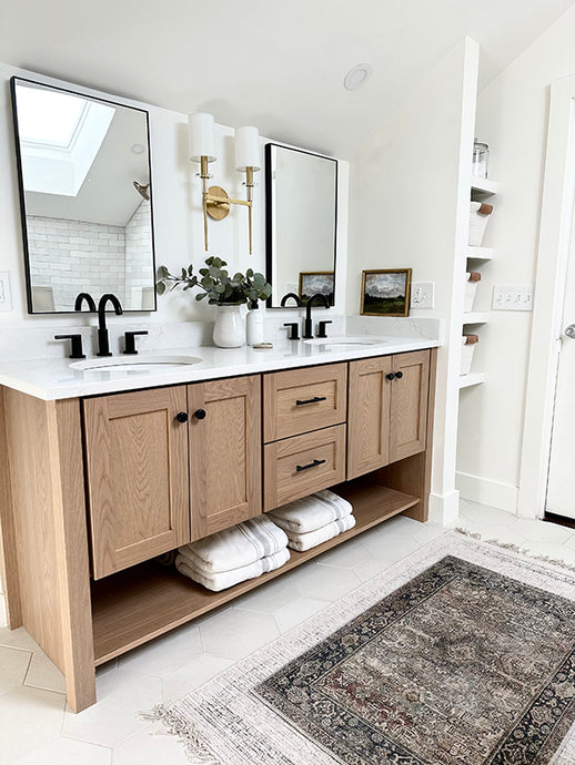 Bathroom Design | White Oak Vanity | Bathroom Ideas - Neutral Art