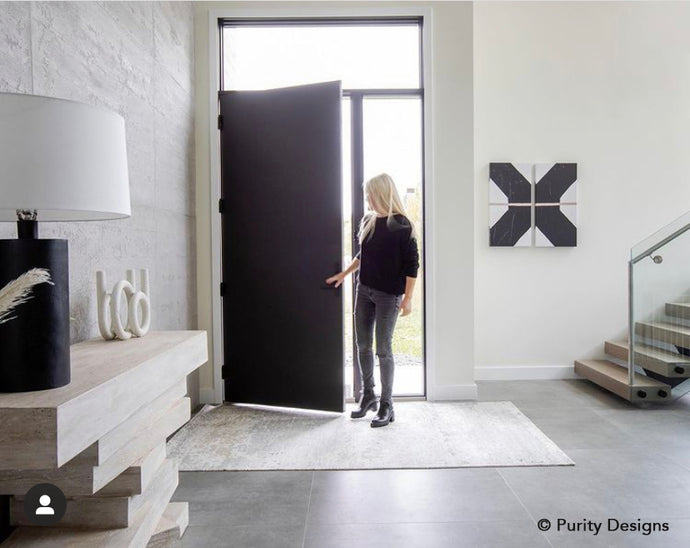 Black & White Art, Modern Entryway Design - Purity Designs - Crossroads