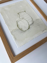 Load image into Gallery viewer, Object Set - Original 6&quot; x 8&quot; on handmade deckled edge paper - 8&quot; x 10&quot; wood frame (free shipping included)