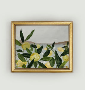 Lemon III - Original 10" x 8" framed acrylic on canvas panel (free shipping included)