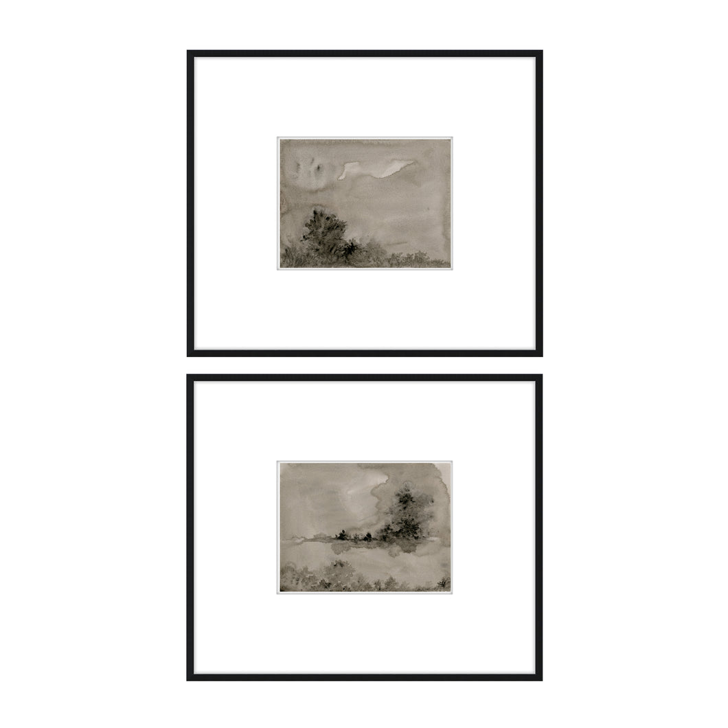Set 43 - Set of 2 Moody Brown Abstract Art Prints