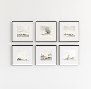 Set of 6 Framed Black & White Art Set - Still Series - 25" x 25"s