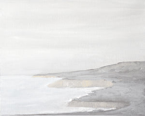 Block Island Summers Framed Art - 40" x 30" Satin Gold Rounded Metal