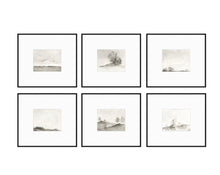 Load image into Gallery viewer, Set of 6 Gallery Wall Framed - prints + matting + black metal frames