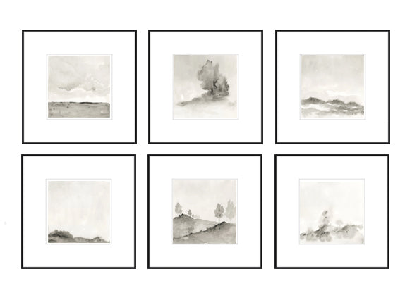 Set of 6 Framed Black & White Art Set - Still Series - 25